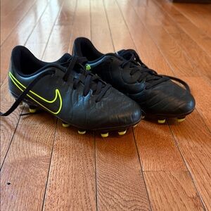 Nike Black Cleats with Neon Yellow Swoosh
